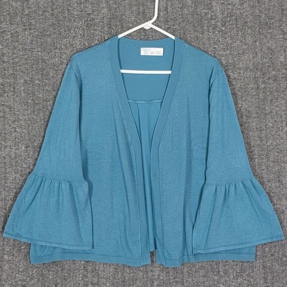 Time And Tru Cardigan Sweater Womens XL 16 18 Blue Open Front 3/4 Bell Sleeve - Picture 1 of 10